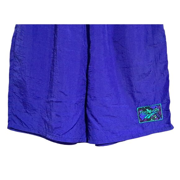 Vintage 90s Reebok Jazzy Nylon L Swim Shorts Elastic Waist Lightweight - Picture 7 of 12